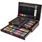145 Piece Deluxe Art Set, Wooden Box & Drawing Kit with Crayons, Oil Pastels, Colored Pencils, Watercolor Cakes, Sketch Pencils, Paint Brush, Sharpener, Eraser, Color Chart (Cherry)